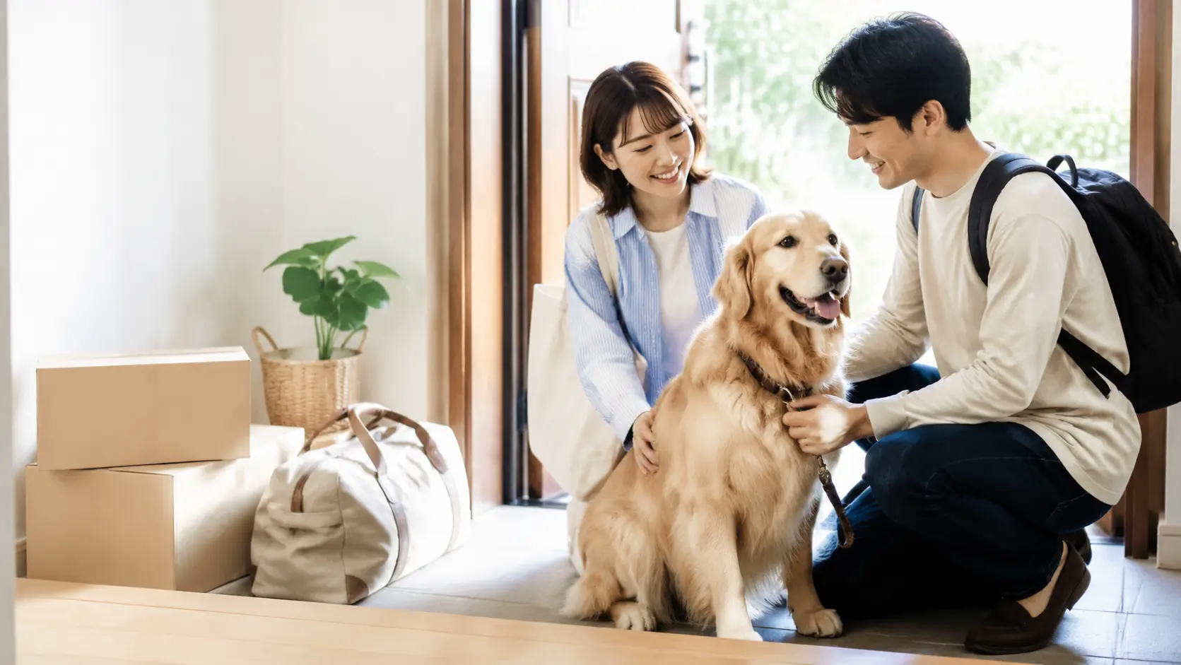 大型犬と飼い主様のペット引っ越しイメージ