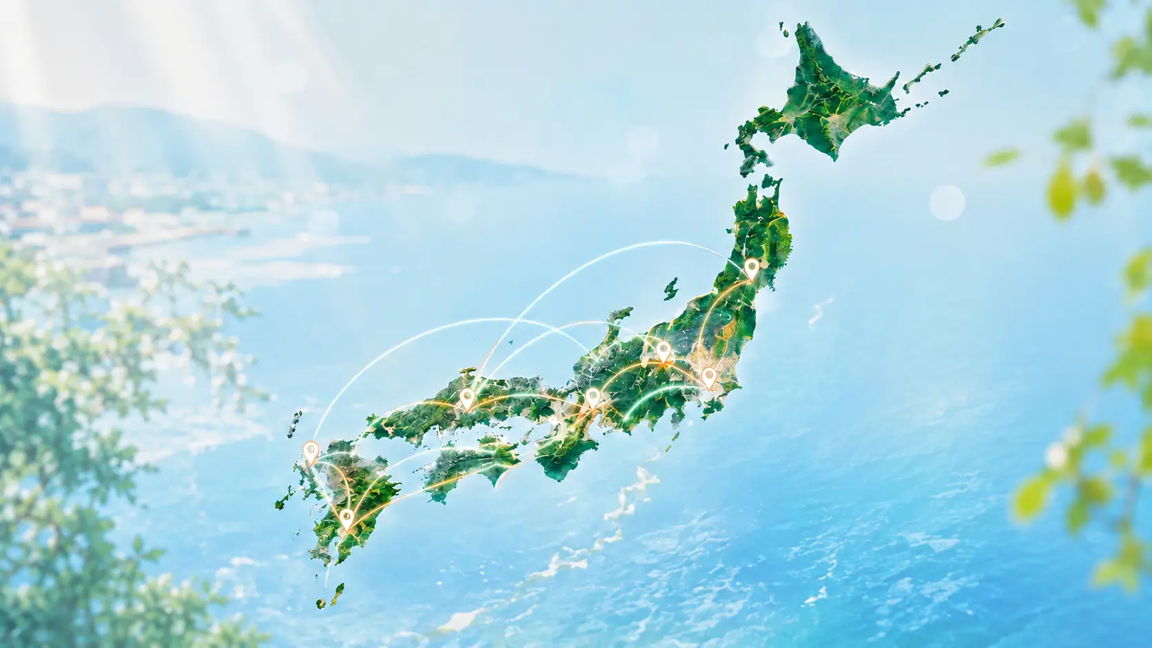 本州・四国・九州を結ぶPETRIPの全国ペット引っ越し対応イメージ