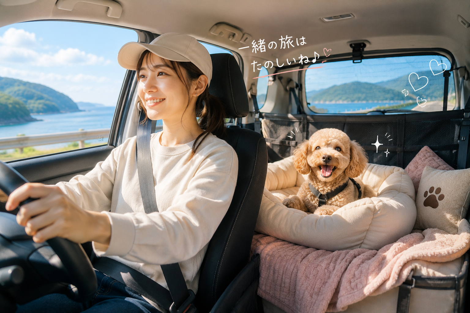 車内で安心して過ごす犬