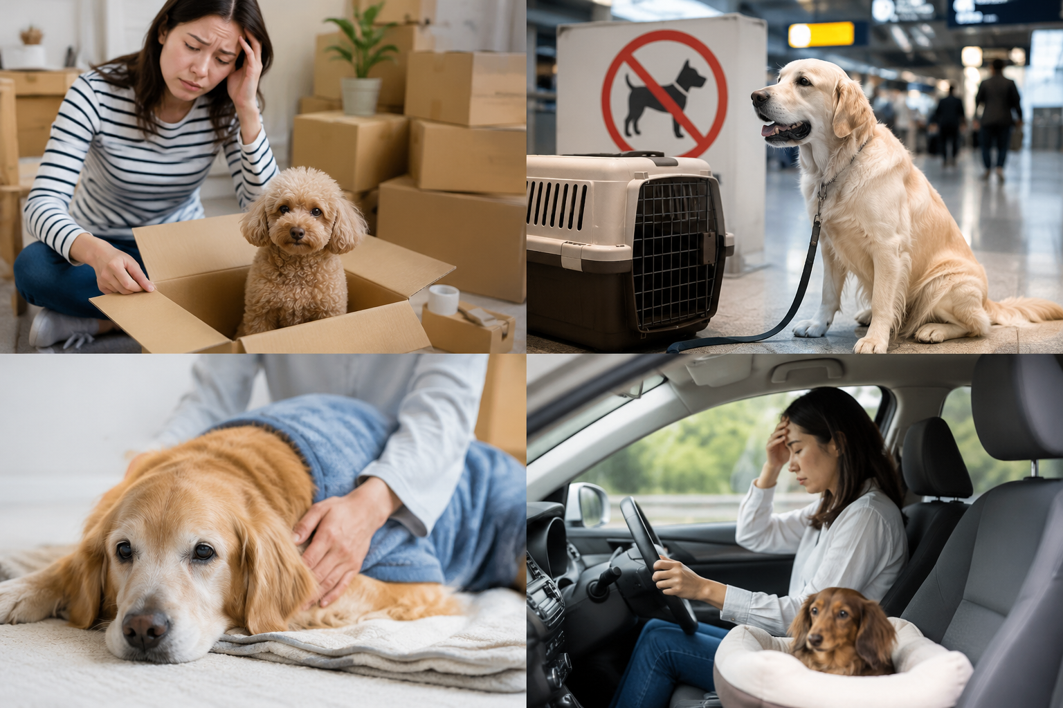 車で移動する犬